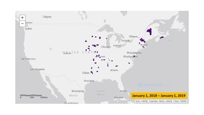 New EAB infestations detected January 2018 - February 2019